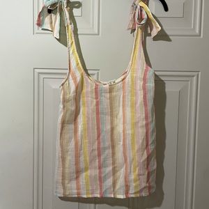 Sezane multi-color button back tie shoulder tank